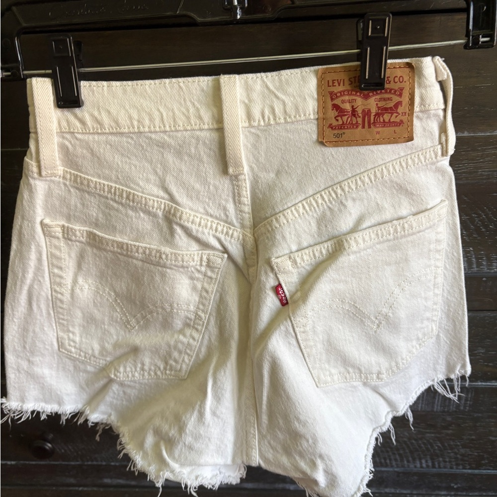 Levi's 501 Women's White Distressed Denim Shorts